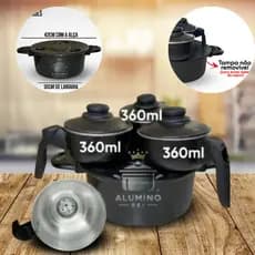 Cuscuzeiro Nordestino 3 em 1 Duas Conchas Grandes 360ml Alumínio a Vapor Multiuso