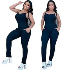 Macacão Feminino Longo Canelado Com Bolso Soltinho Macaquinho Feminino Roupa Feminina Causal