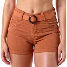 Short Brim Feminina Cintura Alta Bermuda Jeans de Cor