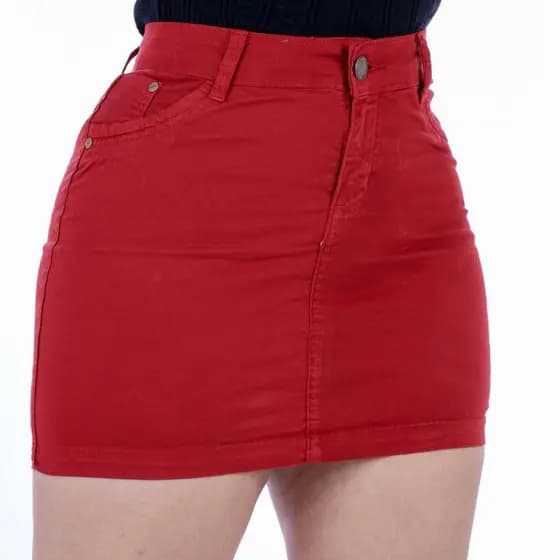 Saia Vermelha Feminina Curta Mini saia Com Lycra Cintura Alta