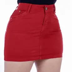 Saia Vermelha Feminina Curta Mini saia Com Lycra Cintura Alta