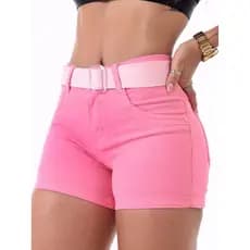 shorts jeans feminino rosa com cinto bermuda jeans feminina alta qualidade