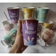 Kit 50 Caneca De Pascoa Canecas De Pascoa Atacado Doação Sortido Feliz Páscoa