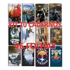 10 Cadernos Espiral Capa Dura 1 Matéria 96 Folhas Atacado Sortido