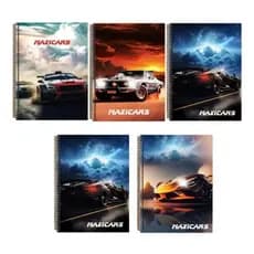 Kit 5 Caderno Maxicars 96 Folhas Arame Capa Dura Reforçado