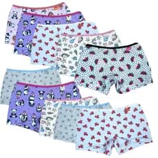 Kit 10 Calcinhas Boxer Infantil Estampas Divertidas e Delicada Flexível Pratico e Confortavel