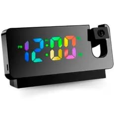 Relógio Digital de Mesa com Projetor Rotativo 180° - LED, Alarme, USB
