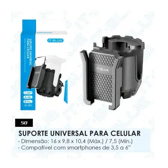 SUPORTE PARA CELULAR DE BIKE C/ SUPORTE GARRAFA IT BLUE LE122