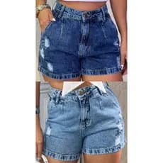 KIT 2 SHORT jeans feminino BOYFFRIEND cintura alta bermuda soltinha estilosa confortável sem elastano