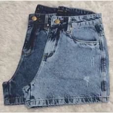 KIT 2 SHORT jeans feminino cintura alta  BLOGUEIRA bermuda jeans básica 100% algodão confortável despojada sem elastano