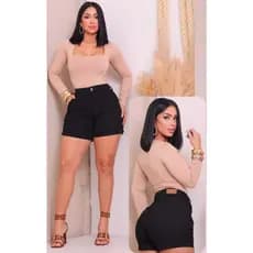 Short jeans feminino  BOYFRIEND PRETO BLACK cintura alta bermuda soltinha estilosa confortável sem elastano