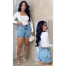 Short jeans feminino  BLOGUEIRA cintura alta confortável estilosa sem elastano