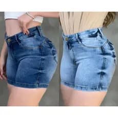 KIT 02 SHORT jeans feminino COM LYCRA meia coxa cintura alta empina bumbum bermuda coladinha