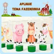 Aplique para Tubete Tema Fazendinha kit 20/30/40 Unidades