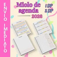 Miolo de agenda 2026 Datada 1 e 2 dias por pagina ENVIO IMEDIATO