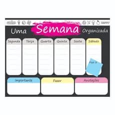 Quadro Planner Lousa de Anotações 30x40cm Planejamento Semanal Colorido + 1 Canetas com Apagador