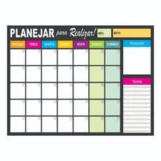 Quadro Lousa Planejador Mensal / Planejamento Semanal Planner 30x40 madeira e 1 Canetas com Apagador