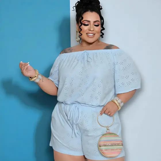 Conjunto Social Plus Size Feminino Short e Blusa Premium