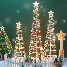Árvore de Natal 1,8m iluminada LED com Kit Completo de Enfeites dobrável DIY Decoração Festiva N10