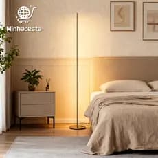 Luminária de Chão LED Premium com de controle remoto luz ambiente de canto Estilo Nórdico Sala G5