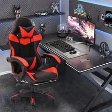 Cadeira Ergonômica Escritório/Jogo Ajustável 135° com Suporte Lombar e Pés Reguláveis -F19