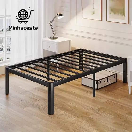 Estrado de Metal Dobrável Fácil de Montagem Cama de Solteiro e Casal Ripas de Aço Antiderrapante O17