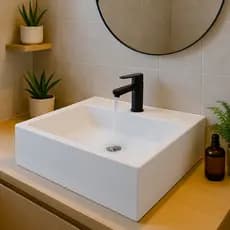 *PROMOÇÃO* Pia de Banheiro Cuba de Sobrepor 40cm de Apoio Lavatório Retangular Mármore Lavabo Branca
