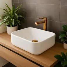 *PROMOÇÃO* Cuba Para Banheiro Pia Sobrepor 37cm Embutir Lavabo Retangular Mármore Sintético Branca