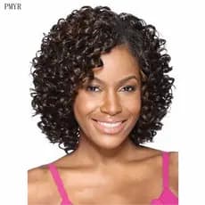 Peruca de Cabelo Natural Cacheado Curto para Mulheres Maquiagem Beleza ZODY