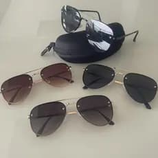 Óculos de Sol Feminino Estilo Aviador Sem Aro Lente Degradê com Estojo Degradê