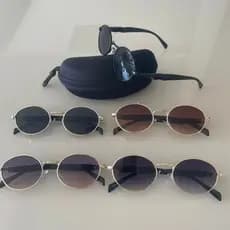 Óculos de Sol Feminino Retrô – Armação Metálica Redonda, Lentes UV400 + Estojo