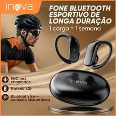 INOVA Fone de Ouvido Esportivo Sem Fio Bluetooth Com Microfone IPX5 À Prova D'Água Gancho Alta Fidelidade Estéreo
