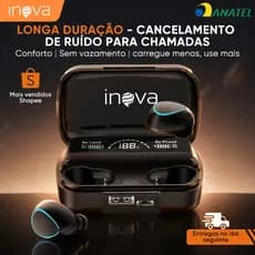 INOVA Fone Bluetooth 5.4 Baixa Latência 50h Bateria ENC Driver 13mm Áudio Premium Ergonômico