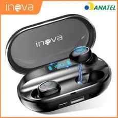 INOVA Fone de Ouvido Bluetooth 5.3 Cancelamento de Ruído 35H Bateria IPX6 Driver 13mm