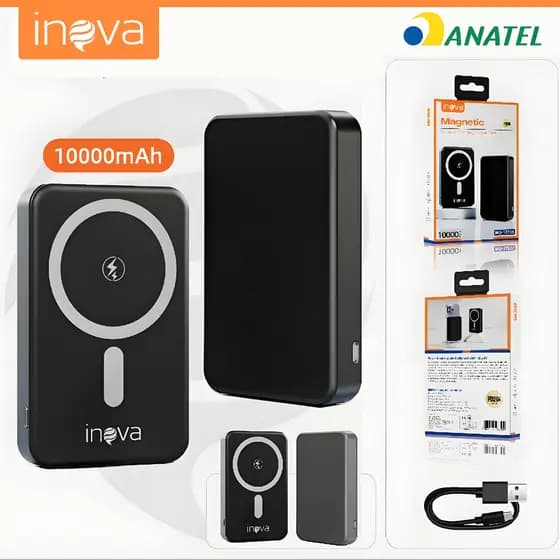 INOVA Power Bank 10000mAh Carregador Portátil Wireless iPhone Android Samsung Carga Rápida
