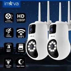 INOVA Câmera Segurança 360° Dupla Lente 1080P Visão Noturna Movimento Alarme IP66