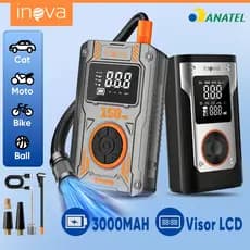INOVA Inflador de Pneu Elétrico Recarregável 65W Rápido Compacto USB Power Bank