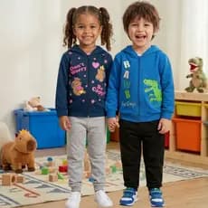 Kit 2 Conjunto Moletom Roupa Inverno 1 ao 8 Infantil Menino Menina Bebe Capuz Casaco + Calça Frio