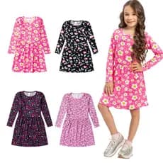 Kit 2 Vestidos Infantil Menina Manga Longa Frio Soltinho Quentinho Algodão Flanelado Festa