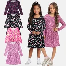 Kit 4 Vestido Inverno Algodão Feminino Estampado Soltinho Gola Redonda Flanelado Menina Confortável