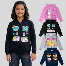Kit 4 Jaqueta de Moletom Infantil Menina Blusa Feminina Juvenil Casaco Inverno com Capuz e Ziper