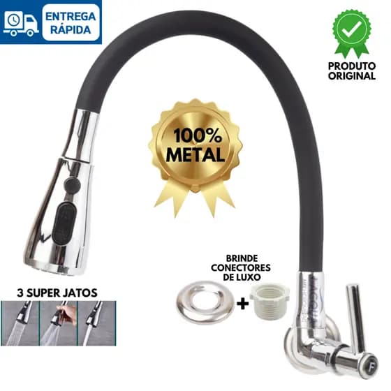 Torneira Cozinha Gourmet Parede Ducha 3 Funções 100% Metal Lacqua