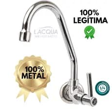 Torneira Cozinha Parede Bica Móvel 100% METAL Lacqua