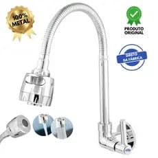 Torneira Cozinha Gourmet Flexível Ducha 2 funções Parede Metal 100%