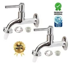 Kit 02 Torneiras Jardim Luxo Longa METAL 100%