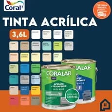 Tinta Acrílica Coral Coralar 3,6 Litros – Todas as Cores | Interior e Exterior Fosca, Econômica