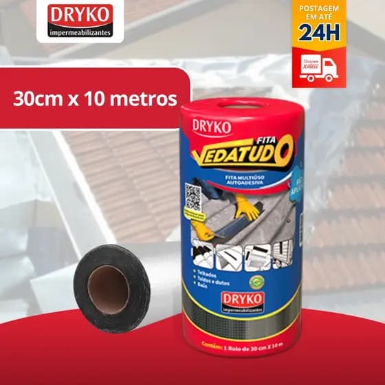 Manta Asfaltica Fita Vedatudo Autoadesiva Impermeabilizadora Aluminizada 30cm x 10m