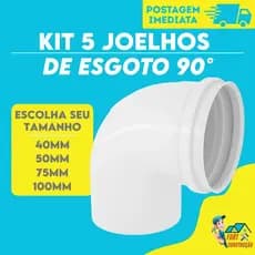 KIT 5 JOELHO ESGOTO / COTOVELO 90°Graus TODOS OS TAMANHOS Branca Krona Plastubos Tigre Fortlev