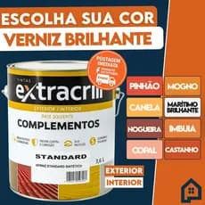 Verniz Proteção para Madeira Brilhante Tingidor Extracrill Galão Cor Imbuia Mogno Incolor 3,6L