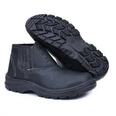 Bota Segurança Masculina EPI Couro Preto com Elástico Sola Tratorada